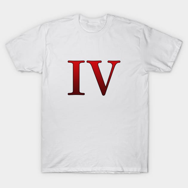 Red Roman Numeral 4 IV T-Shirt by Numerica